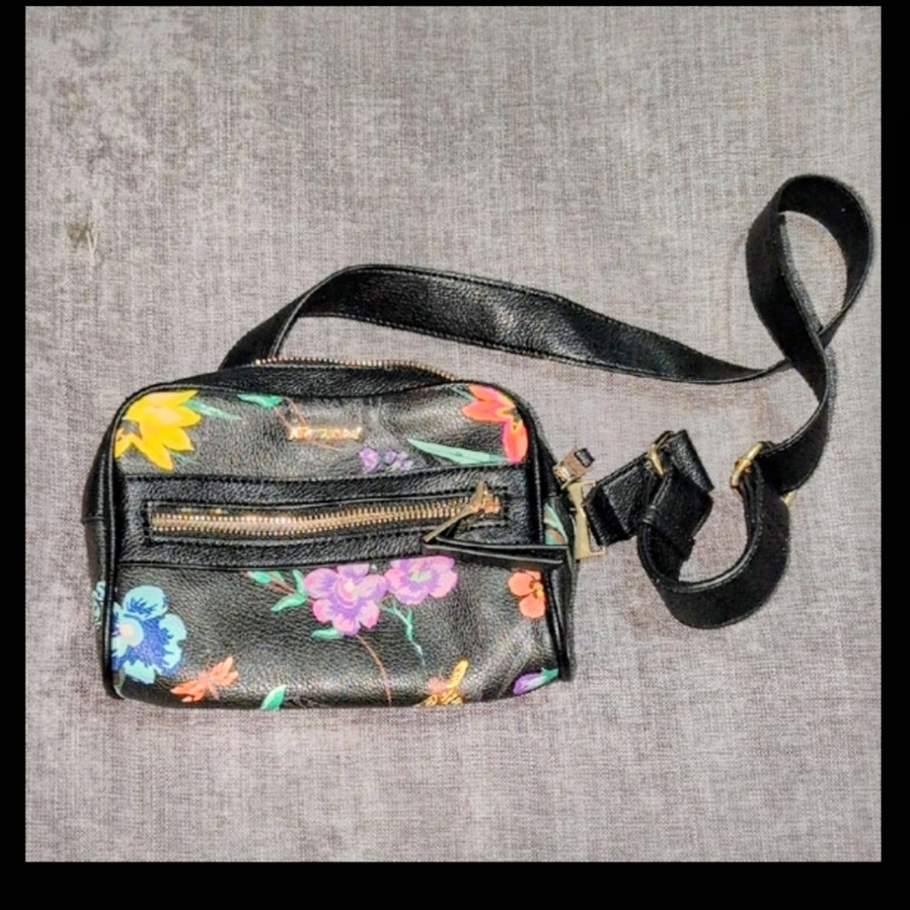 Betsey Johnson Black Floral Crossbody Bag/Waist Belt Bag